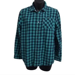 🔥 Shaun White Aqua / Black Plaid Youth Size Large (12-14) Shirt